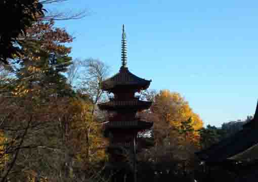 autumn lieves and five-story pagoda