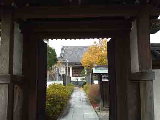覚王山自性院の山門からのぞく秋の風景