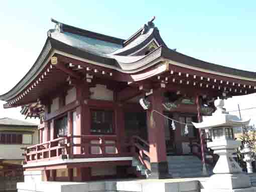 the beautiful hall in Ikazuchi Jinja
