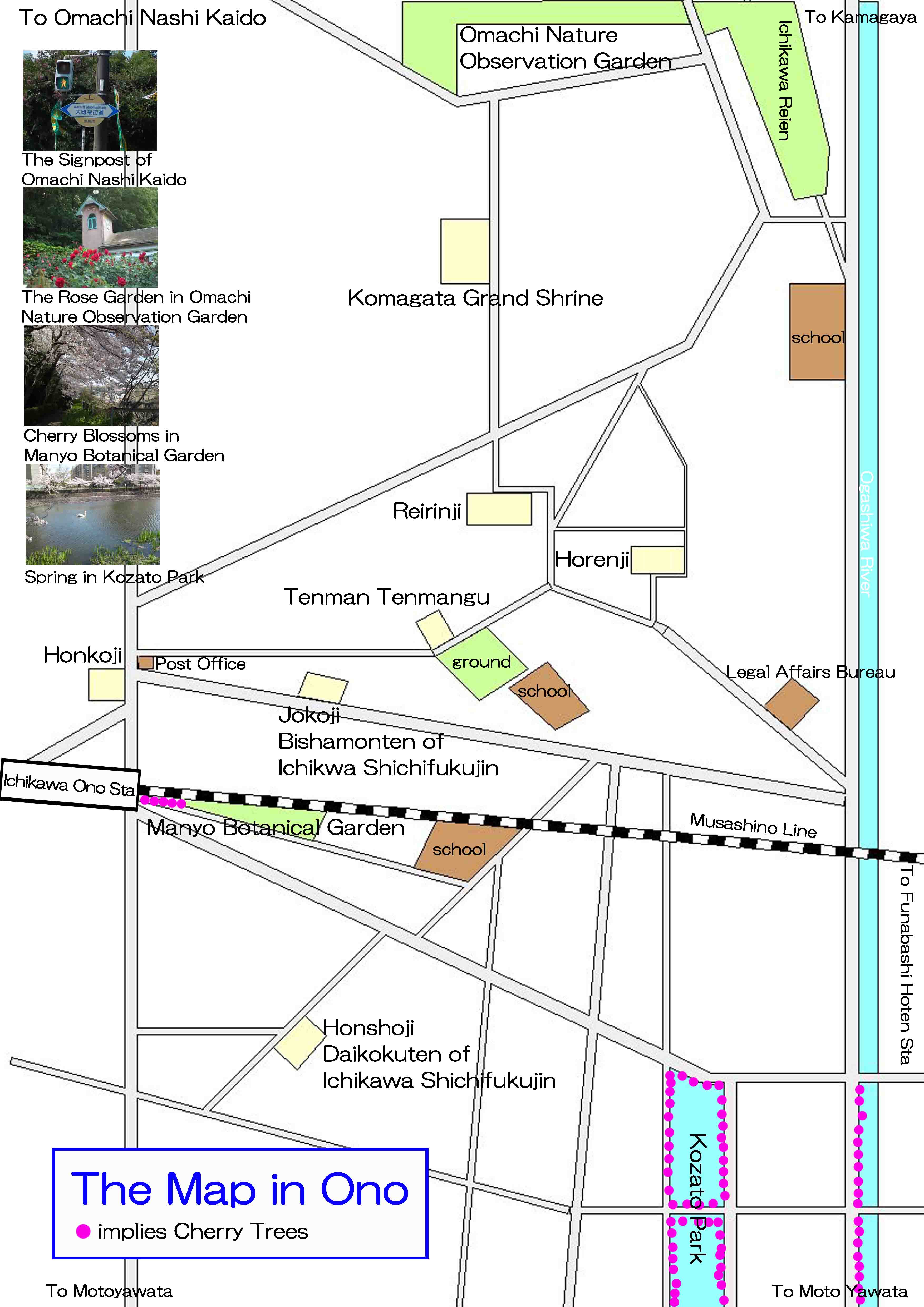 the map of the landmarks in Ono