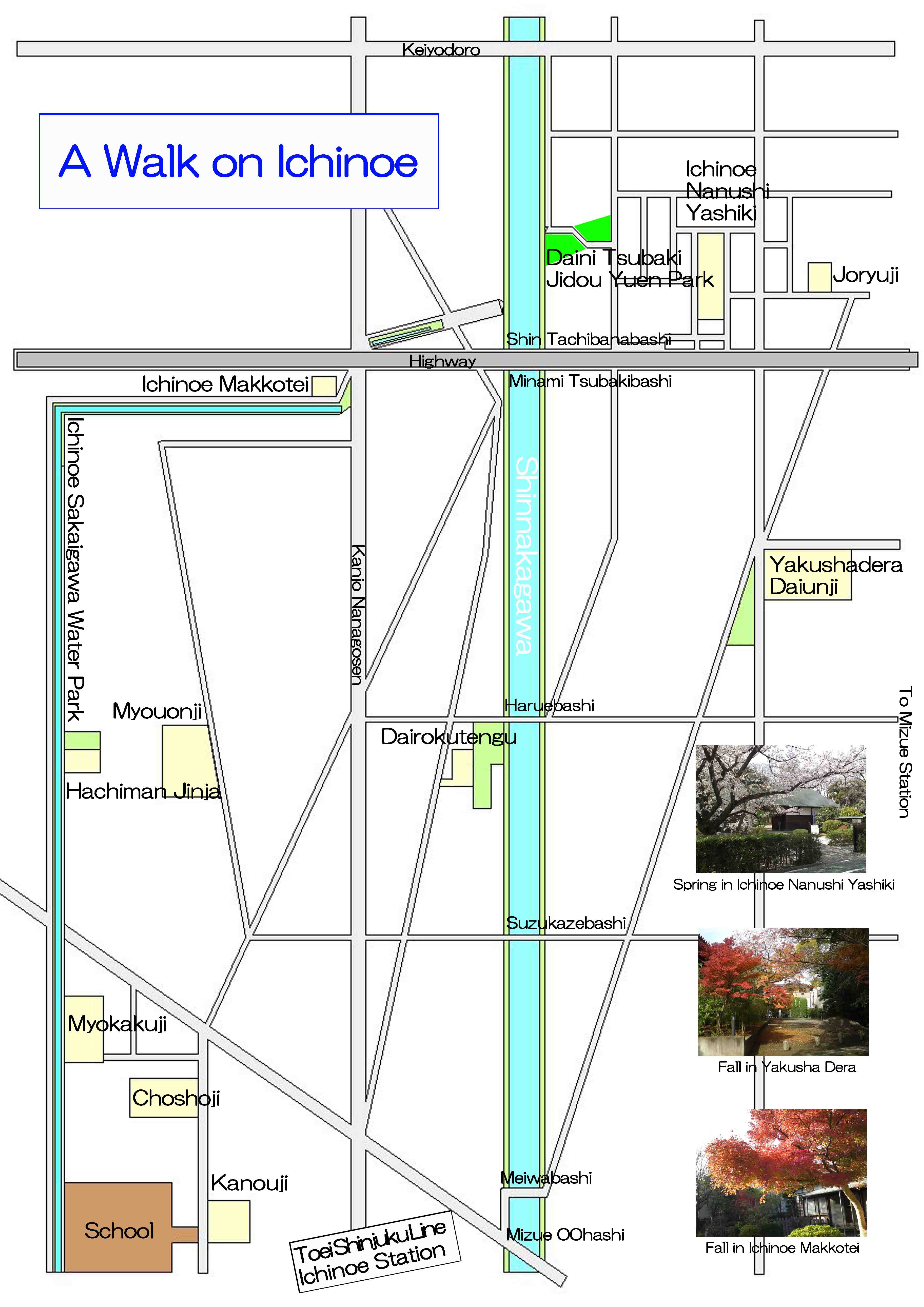 the map to the landmarks in Ichinoe