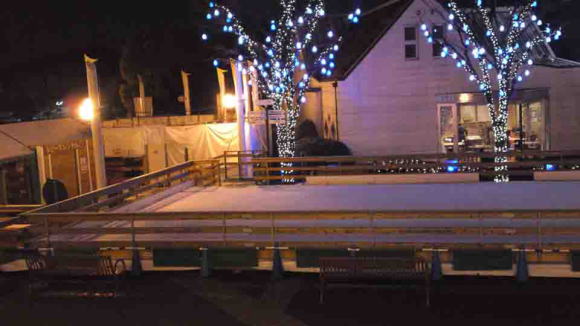 an ice rink at Nikke Colton Plaza