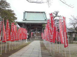 赤い幟と手児奈霊神堂